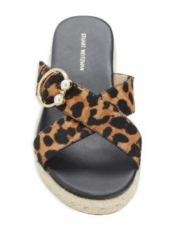 Stuart Weitzman Leopard-Print Calf Hair Espadrille Sandals