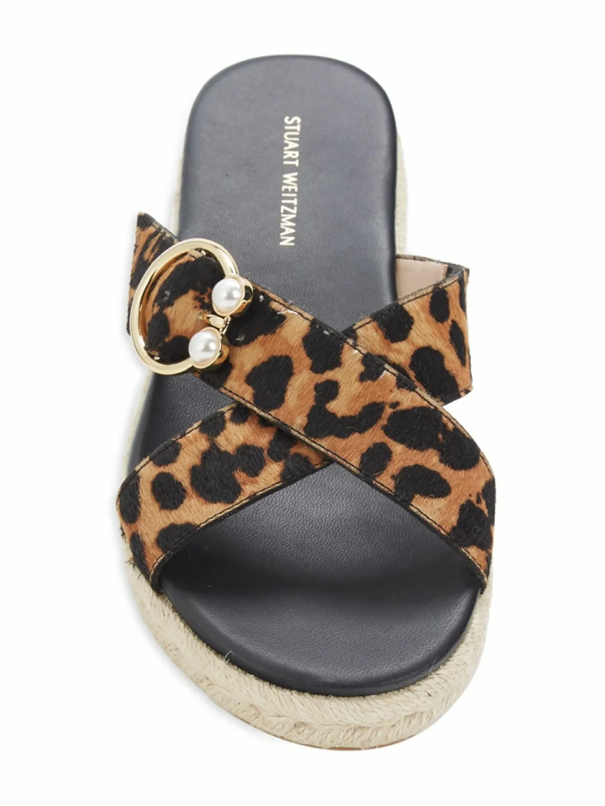 Stuart Weitzman Leopard-Print Calf Hair Espadrille Sandals