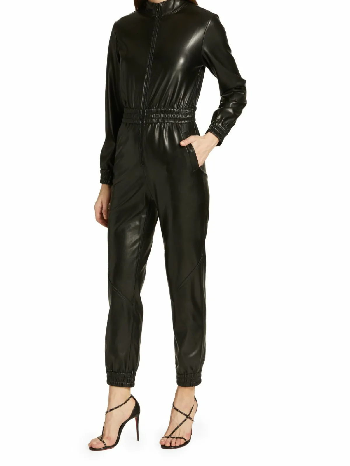 Women Alice + Olivia Levi Vegan Leather Crop Coverall