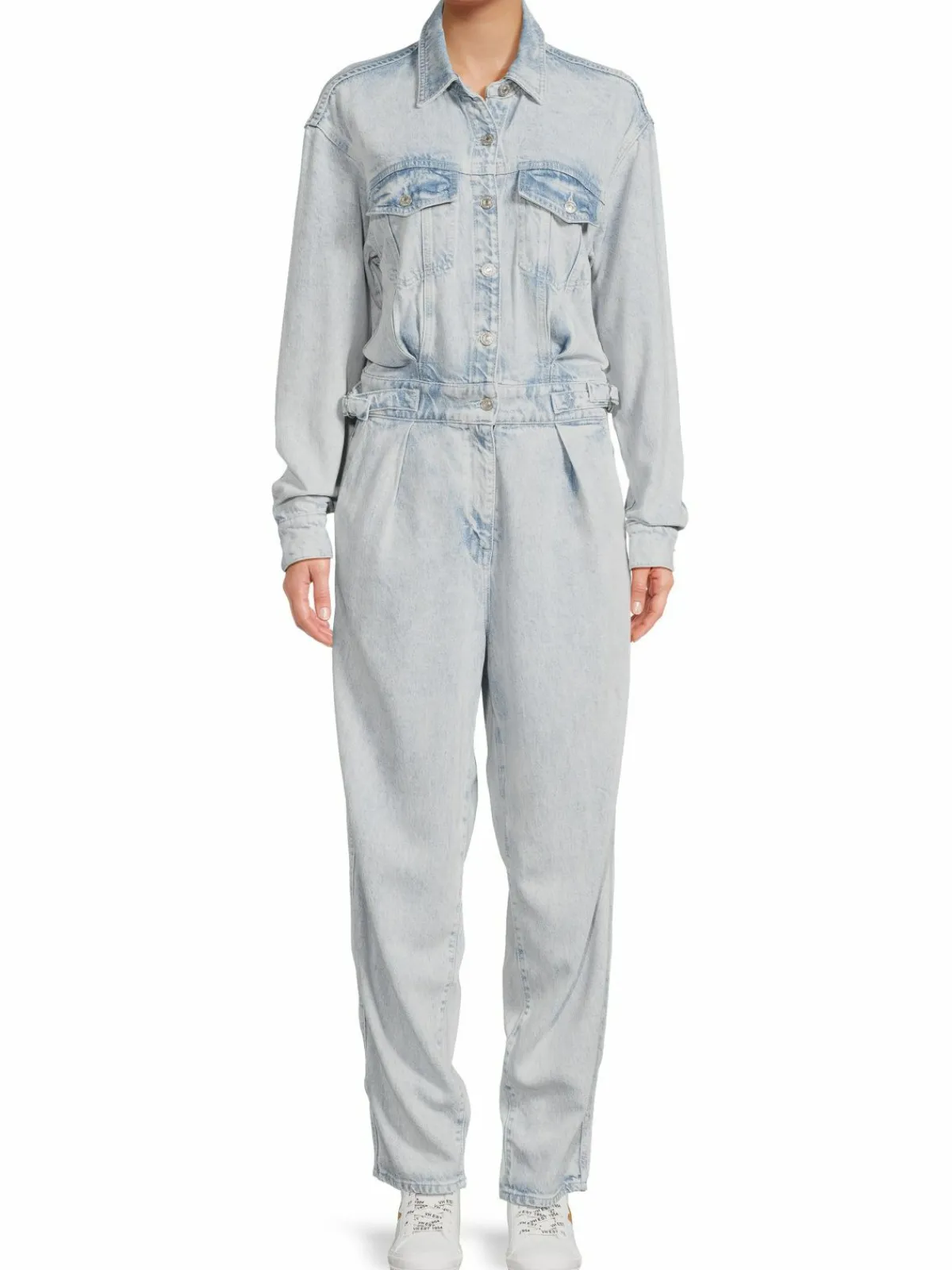 Women 7 For All Mankind Light Wash Denim Jumpsuit