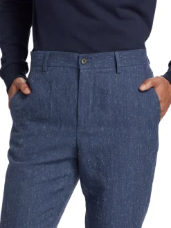 Saks Fifth Avenue Linen|Linen & Cotton Blend Slim Fit Pants Navy