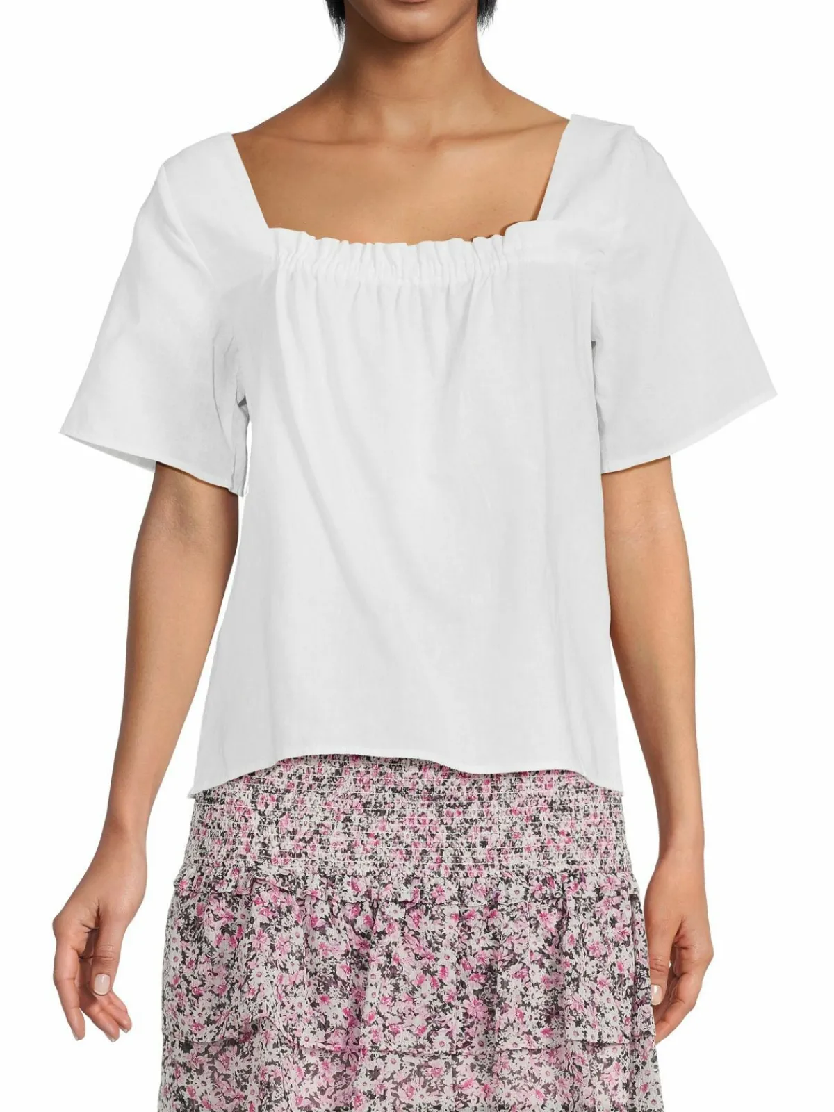 Women Saks Fifth Avenue Linen & Cotton Peasant Top