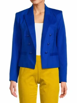 Women L'AGENCE Linen Blend Cropped Blazer