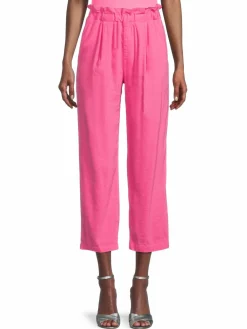 Women Monrow Linen Blend Cropped Paperbag Pants