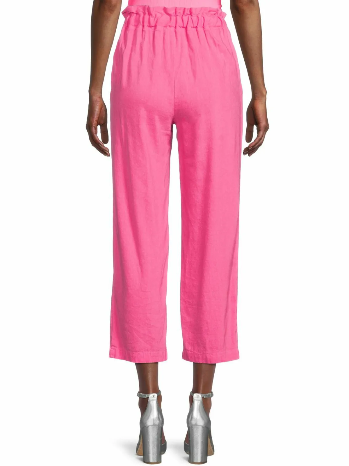 Women Monrow Linen Blend Cropped Paperbag Pants