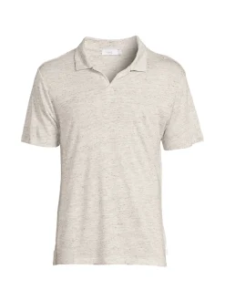 Onia Linen|Linen Blend Johnny Collar Polo Heather Grey