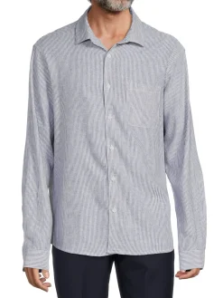 Saks Fifth Avenue Linen|Linen Blend Microstripe Button Down Shirt