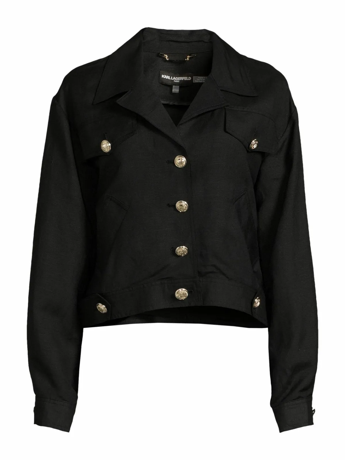Women Karl Lagerfeld Paris Linen Blend Militant Jacket