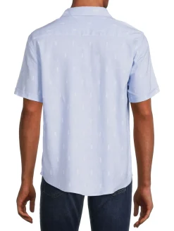 Saks Fifth Avenue Linen|Linen Blend Pineapple Print Button Down Shirt Sky Blue