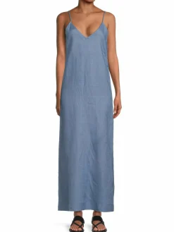 Women Saks Fifth Avenue Linen Maxi Slip Dress