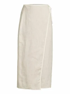 Women Matthew Bruch Linen Wrap Midi Skirt
