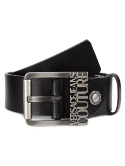 Versace Jeans Couture Belts|Logo Buckle Leather Belt Black