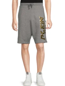 Plein Sport Shorts|Logo Heathered Shorts Grey