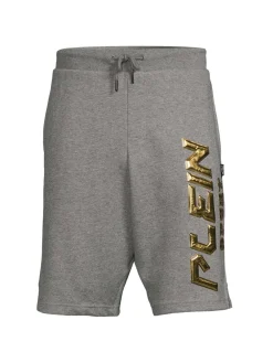 Plein Sport Shorts|Logo Heathered Shorts Grey
