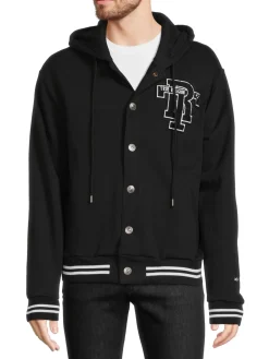 True Religion Coats & Jackets|Logo Hooded Varsity Jacket Jet Black