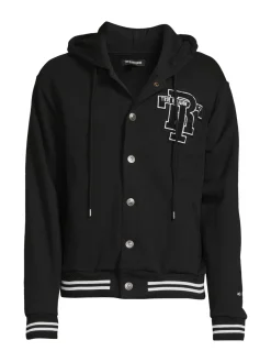 True Religion Coats & Jackets|Logo Hooded Varsity Jacket Jet Black