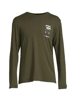 Karl Lagerfeld Paris Tees|Logo Long Sleeve Tee Forest