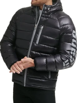 Guess Coats & Jackets|Logo Puffer Hooded Jacket