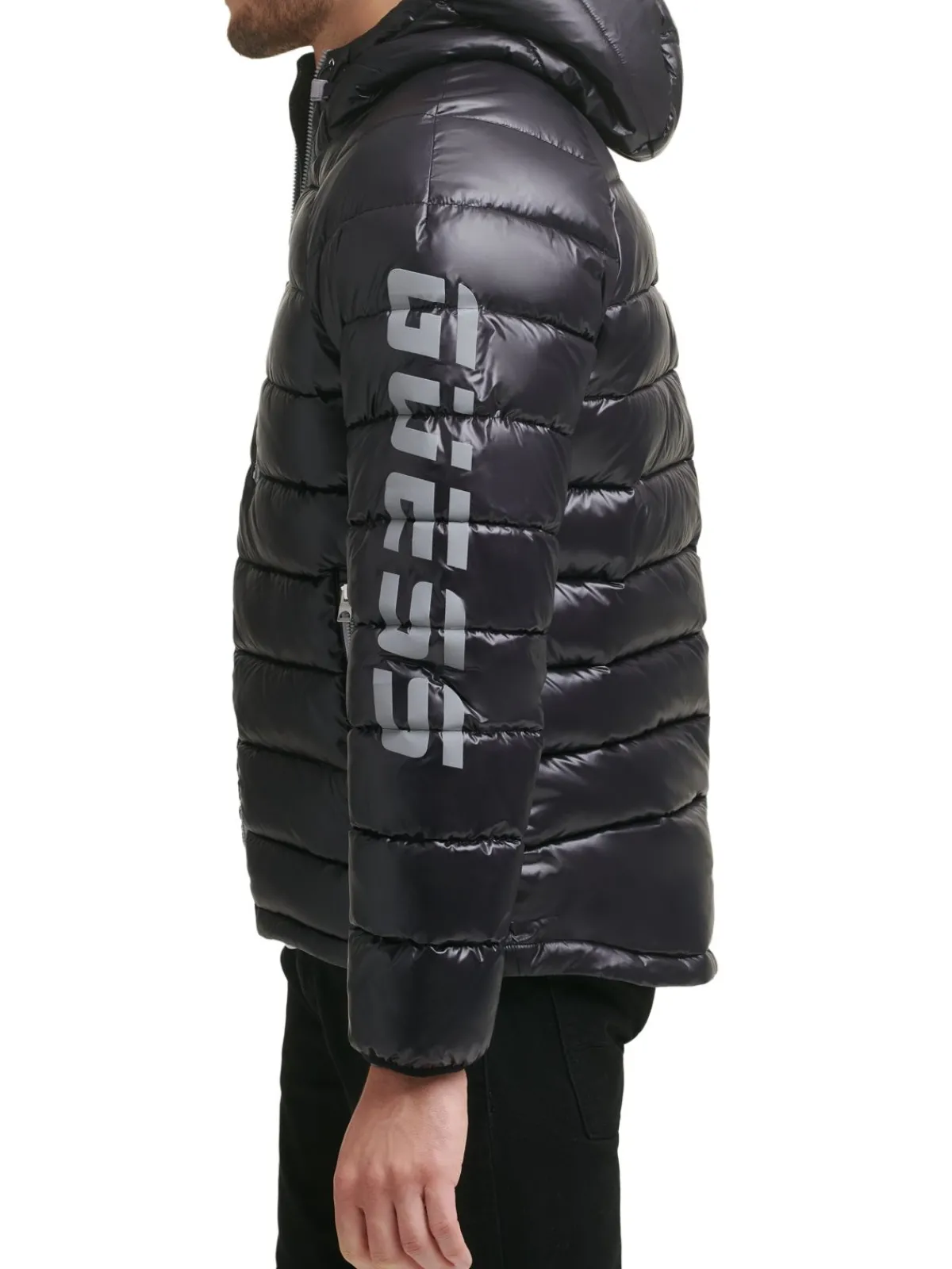 Guess Coats & Jackets|Logo Puffer Hooded Jacket