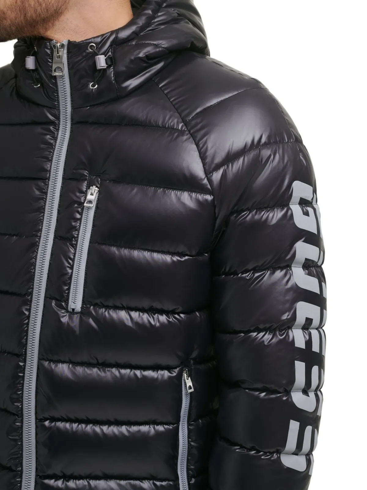 Guess Coats & Jackets|Logo Puffer Hooded Jacket