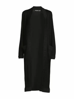 Women Karl Lagerfeld Paris Logo Trim Longline Open Front Cardigan