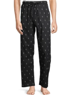 Polo Ralph Lauren Loungewear, Sleepwear & Robes|Logo-Print Pajama Pants Black