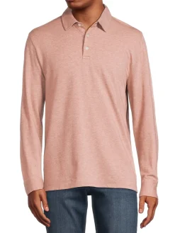 Vince Cashmere|Long Sleeve Cashmere Blend Polo Himalayan Salt Pink