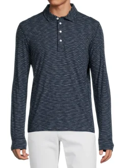Billy Reid Polos|Long Sleeve Striped Polo