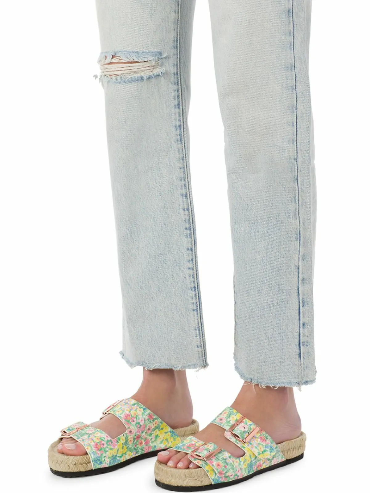 Manebí Loveshackfancy X Manebi Nordic Floral Leather Espadrille Slides