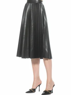 Women Alexia Admor Luca Pleated Faux Leather Midi Skirt