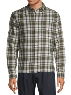 Vince Casual Button-Down Shirts|Maison Classic Fit Plaid Button Down Shirt Sycamore