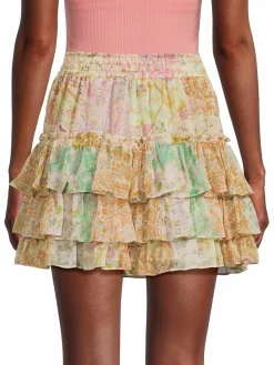 Women MISA Los Angeles Marina Print Tiered Mini Skirt