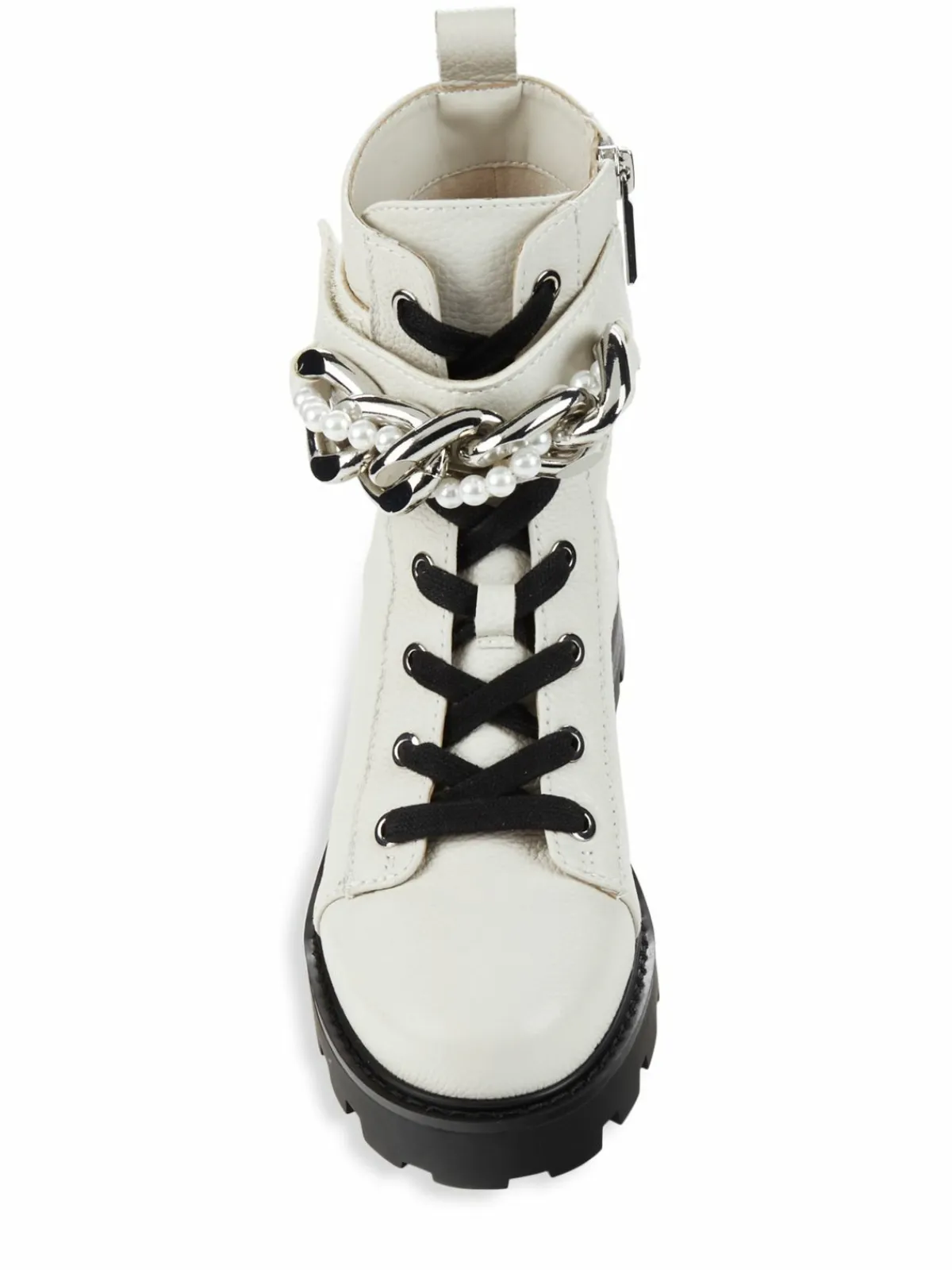 Karl Lagerfeld Paris Maxi Chain & Faux Pearl Leather Ankle Boots