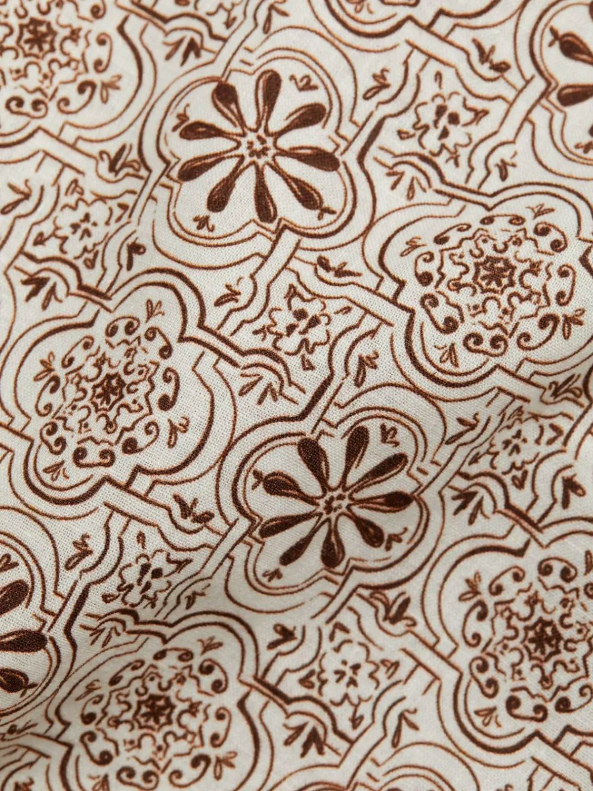 Saks Fifth Avenue Linen|Medallion Print Shirt Beige Brown
