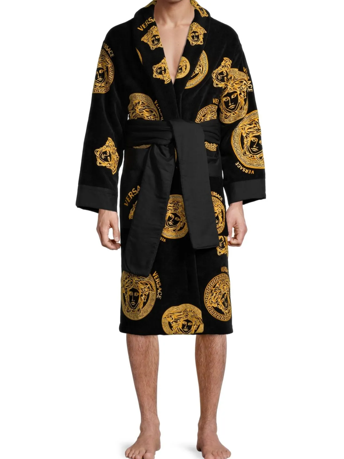 Versace Loungewear, Sleepwear & Robes|Medusa Coin Bathrobe Black