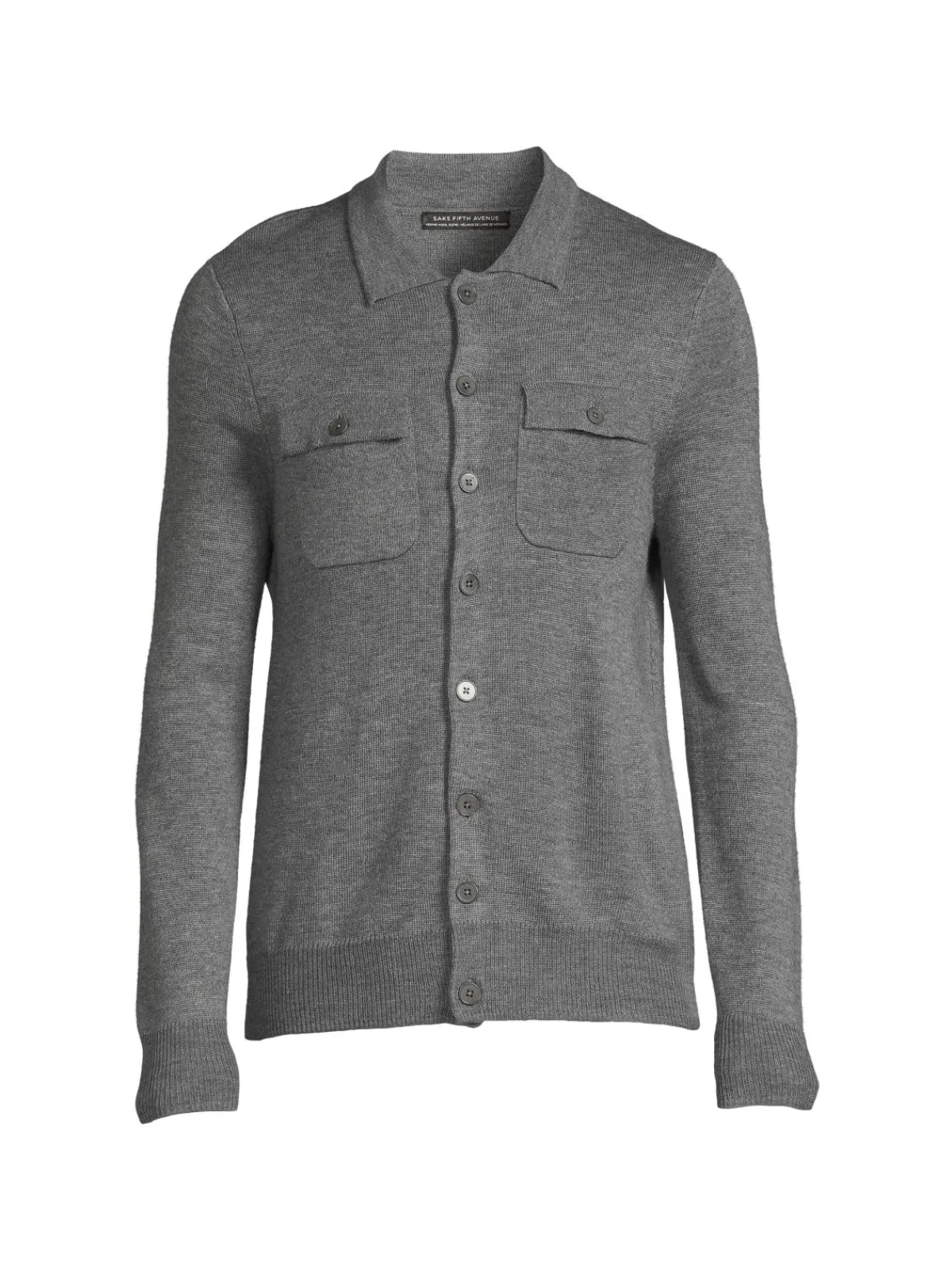 Saks Fifth Avenue Sweaters|Merino Wool Blend Shirt Style Cardigan