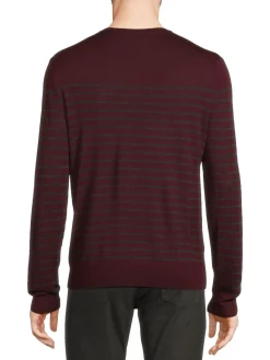 Saks Fifth Avenue Sweaters|Merino Wool Blend Stripe Crewneck Sweater