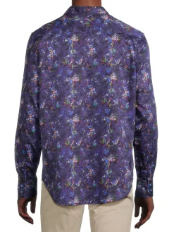 Robert Graham Casual Button-Down Shirts|Merrick Classic Fit Abstract Print Shirt Purple Multi