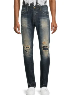 AG Jeans Jeans|Mid Rise Distressed Modern Slim Fit Jeans Blue