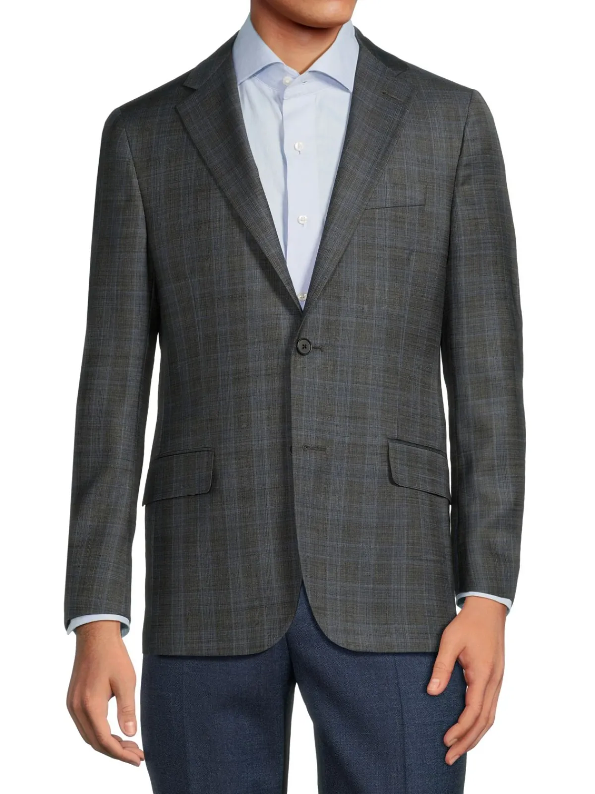 Hickey Freeman Blazers & Sportcoats|Milburn Ii Plaid Wool Blazer Light Grey