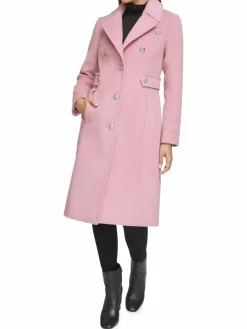 Women Kenneth Cole Military Wool Blend Overcoat