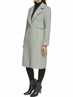 Women Kenneth Cole Military Wool Blend Overcoat