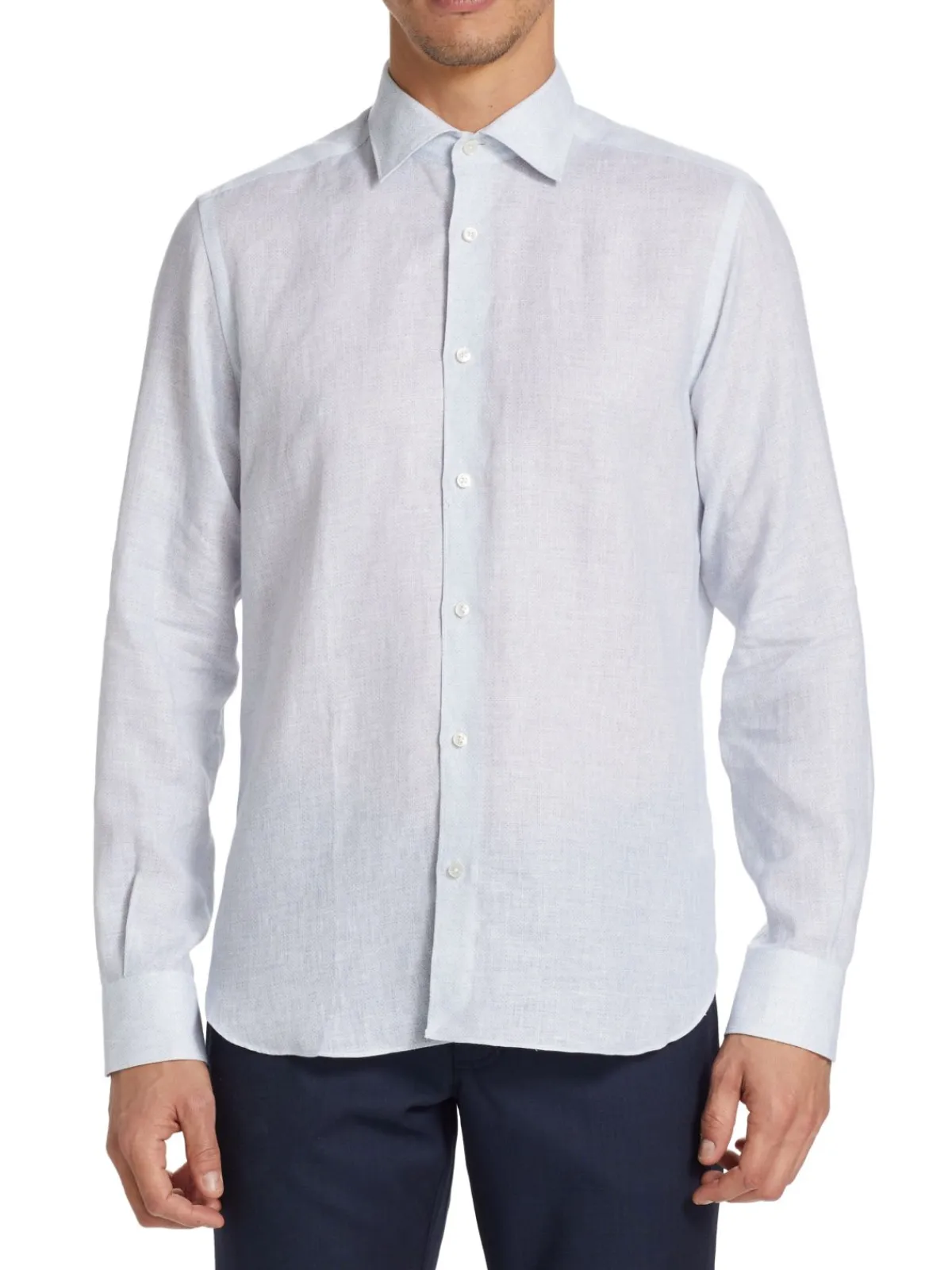 Saks Fifth Avenue Linen|Mini Dot Linen Button Up Shirt Egret