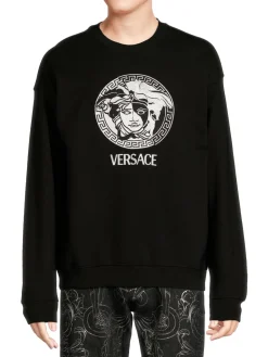 Versace Sweatshirts & Hoodies|Mitchel Fit Logo Embroidery Sweatshirt Black