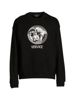 Versace Sweatshirts & Hoodies|Mitchel Fit Logo Embroidery Sweatshirt Black