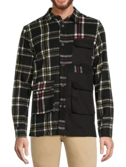 Reason Casual Button-Down Shirts|Mix Media Check Shirt Multi