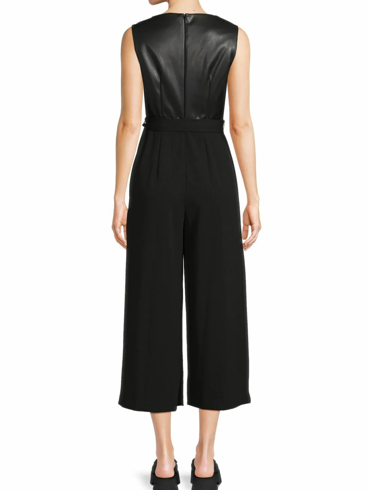 Women Calvin Klein Mix Media Cropped Jumpsuit