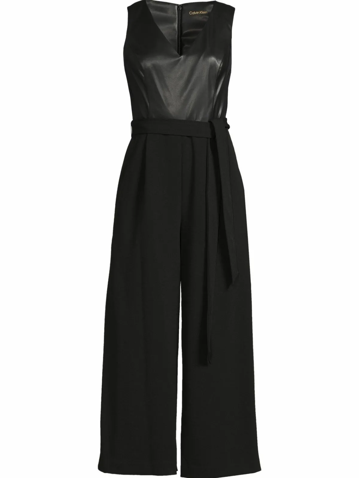 Women Calvin Klein Mix Media Cropped Jumpsuit