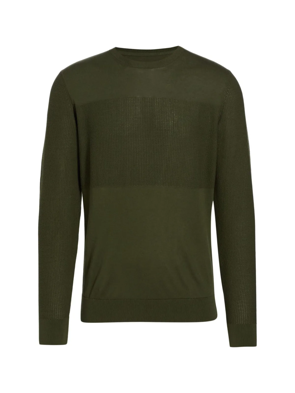 Saks Fifth Avenue Sweaters|Mixed Stitch Cotton Sweater Olive