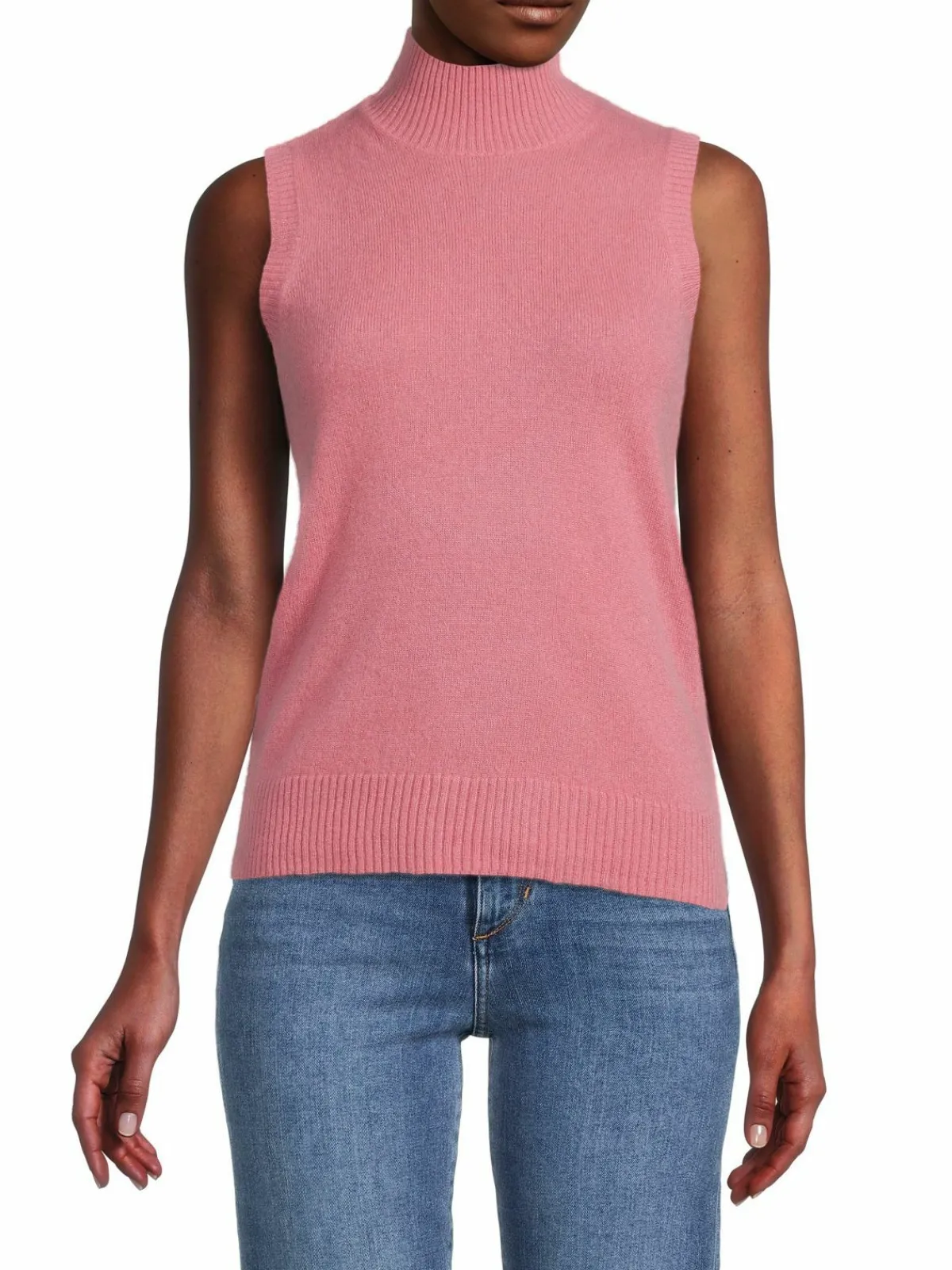 Women Saks Fifth Avenue Mockneck Cashmere Shell Sweater